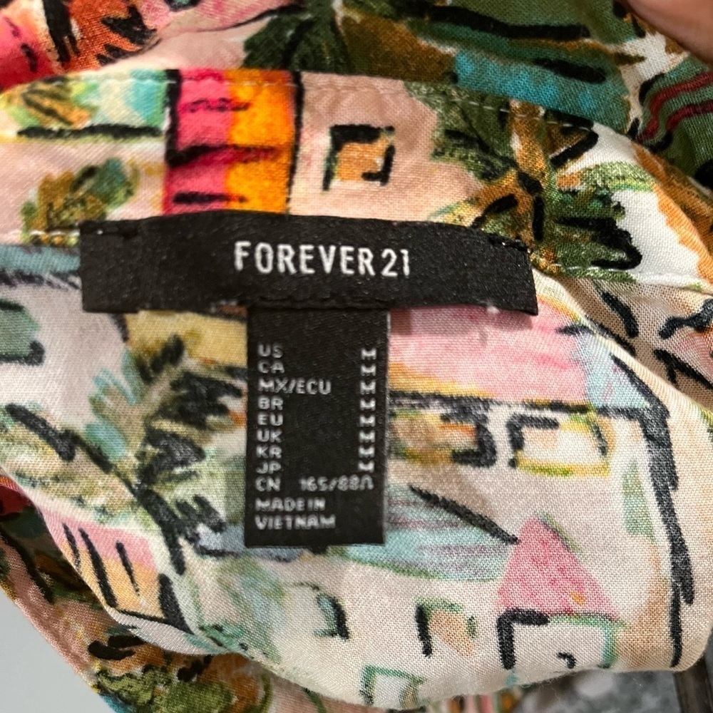 Forever 21 Women's Shirt Tropical Vacation Cropped Multicolored Size Med… - Picture 6 of 8